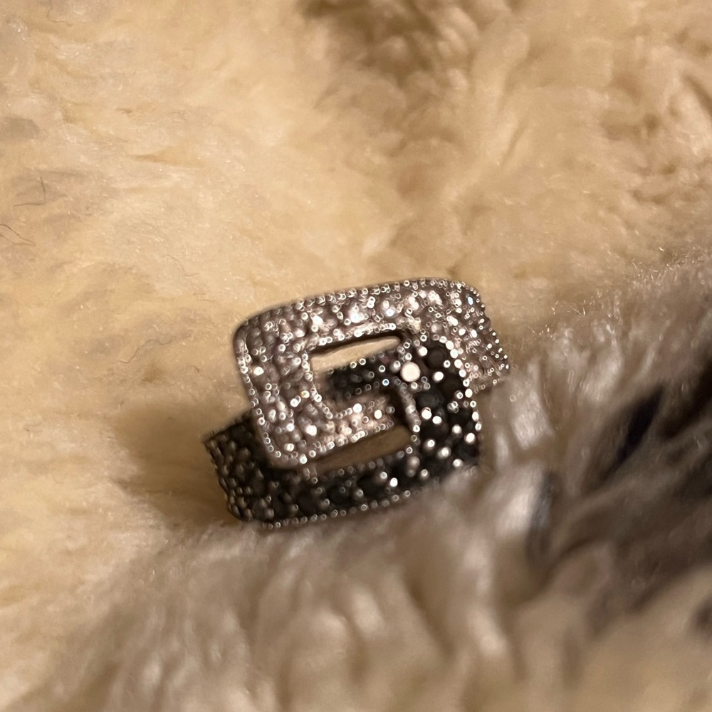 Montana Silversmiths Black & Silver Women's Stirrup Ring size 5